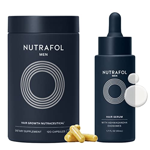 Nutrafol Men's Hair Growth Supplement 1 Month Supply and Hair Serum 1.7 Fl Oz Bottle