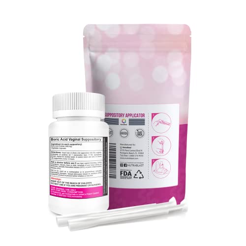 NutraBlast Combo Boric Acid Vaginal Suppositories-30 w/ Applicator-15 USA Supplements Direct B07DXB2ZKN