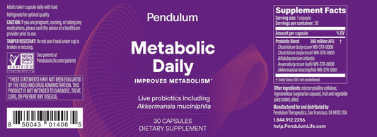 Pendulum Metabolic Daily with Akkermansia 30 capsules USA Supplements Direct B0BRM7S31J