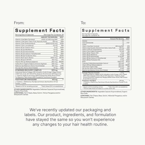 Nutrafol Postpartum Hair Growth Supplements Breastfeeding-Friendly - 1 Month Supply, 1 Refill Pouch