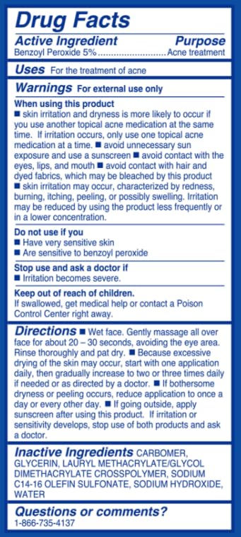 Differin Acne Face Wash Deep Cleanser with 5% Benzoyl Peroxide 4 oz