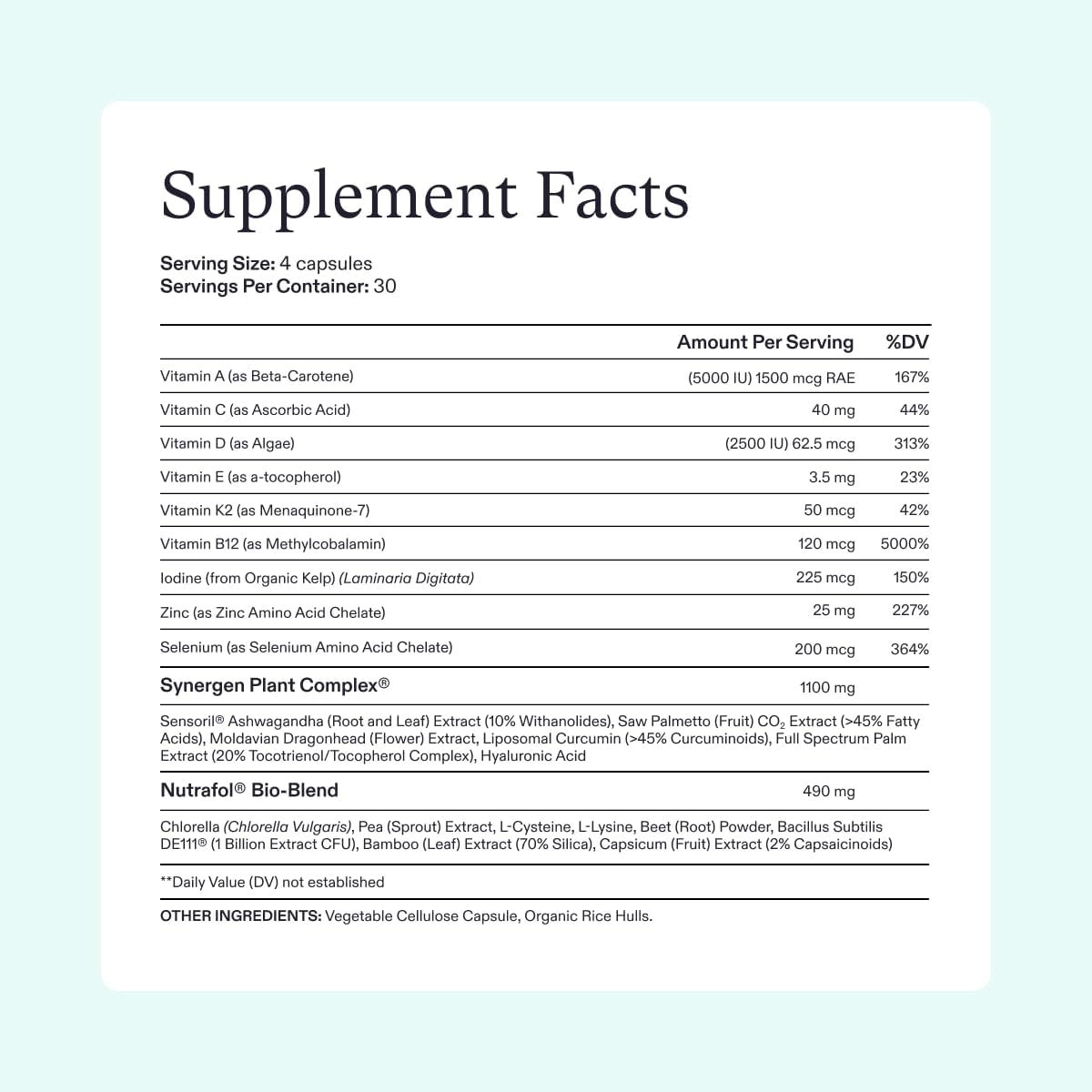 Nutrafol Women's Vegan Hair Supplements 120 Caps