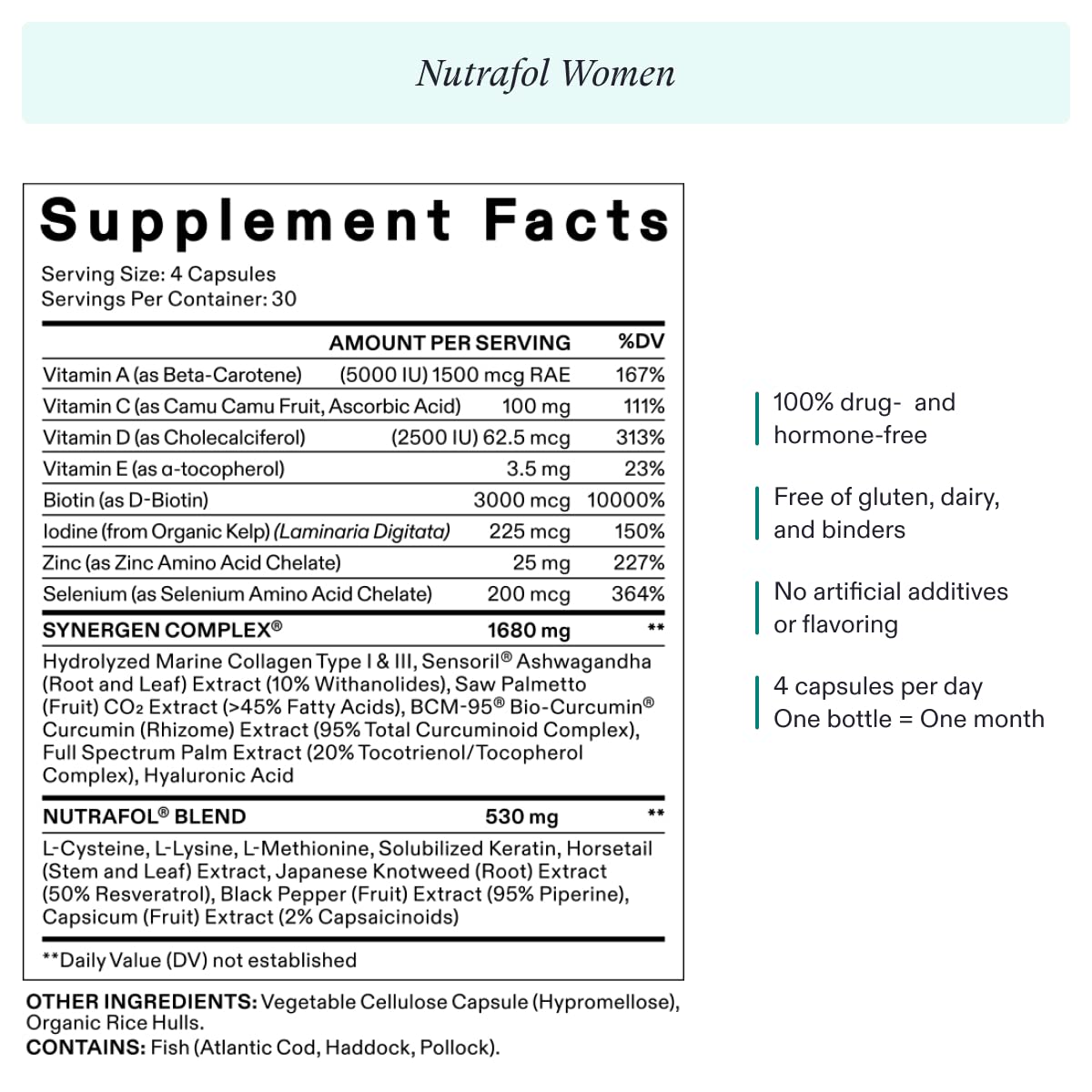 Nutrafol Women's Hair Growth Supplements 1 Refill Pouch 1 month supply