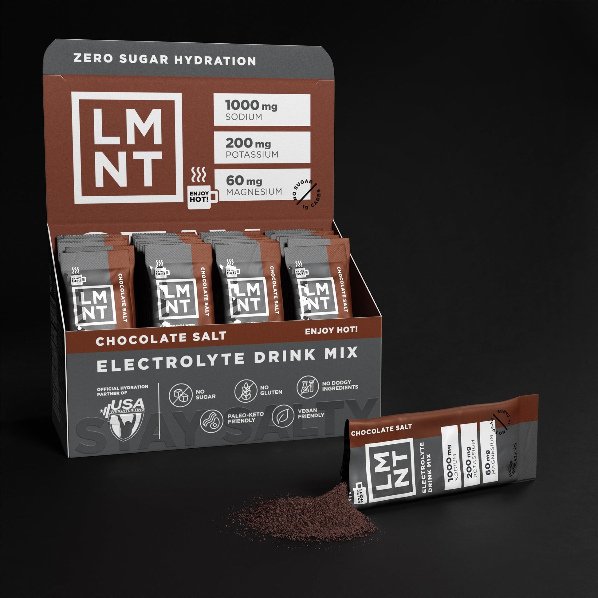 LMNT Zero Sugar Chocolate Salt Drink Mix 30 Count USA Supplements Direct  B08KSMD5L8