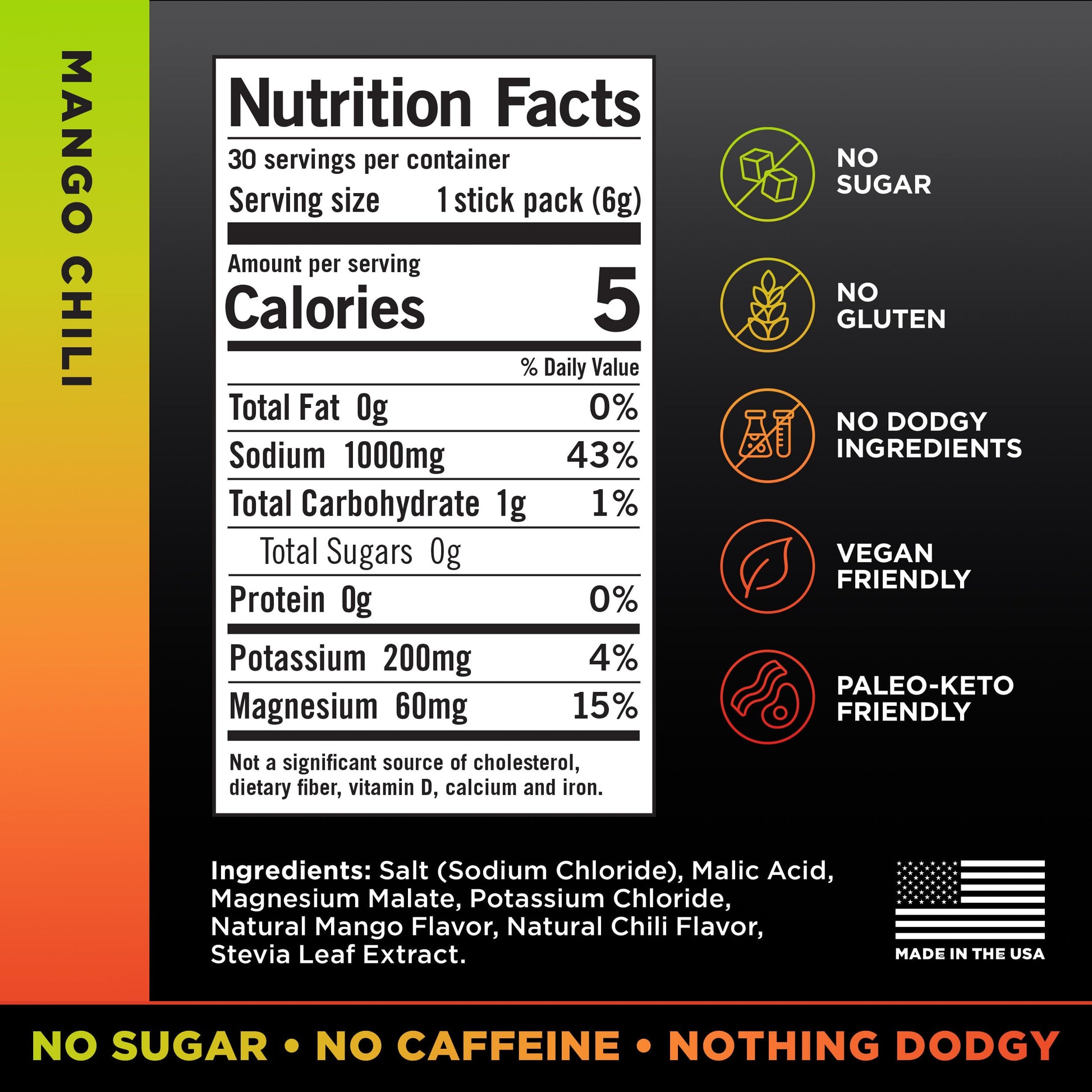 LMNT Zero Sugar Electrolytes Mango Chili Salt 30 Count USA Supplements Direct  B08KSMD5L7