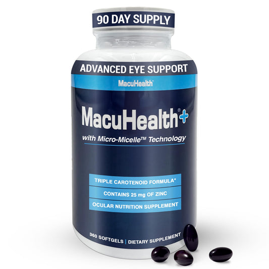 Macuhealth Plus+ Eye Vitamins Supplement for Adults - 90 Day Supply with Lutein, Zeaxanthin, and Meso-Zeaxanthin - Unflavored, Vitamin for Eyes USA Supplements Direct  B0BTZYT1CX
