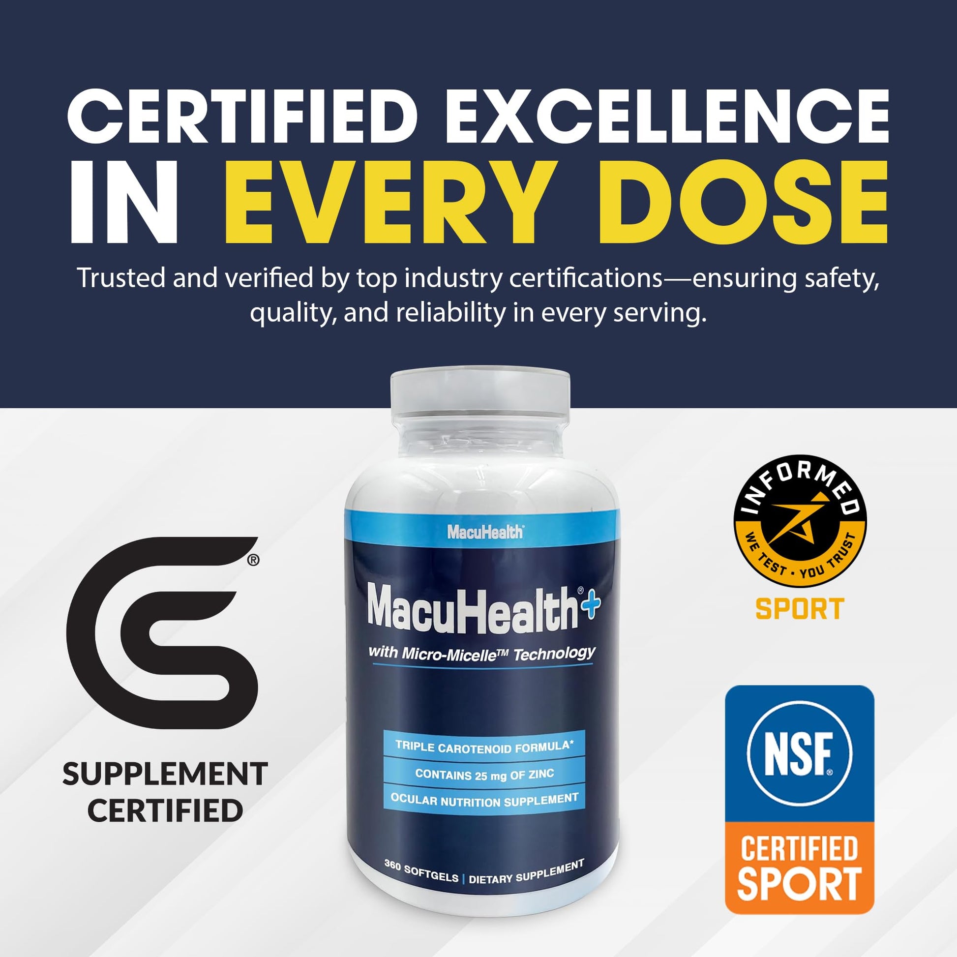 Macuhealth Plus+ Eye Vitamins Supplement for Adults - 90 Day Supply with Lutein, Zeaxanthin, and Meso-Zeaxanthin - Unflavored, Vitamin for Eyes USA Supplements Direct  B0BTZYT1CX