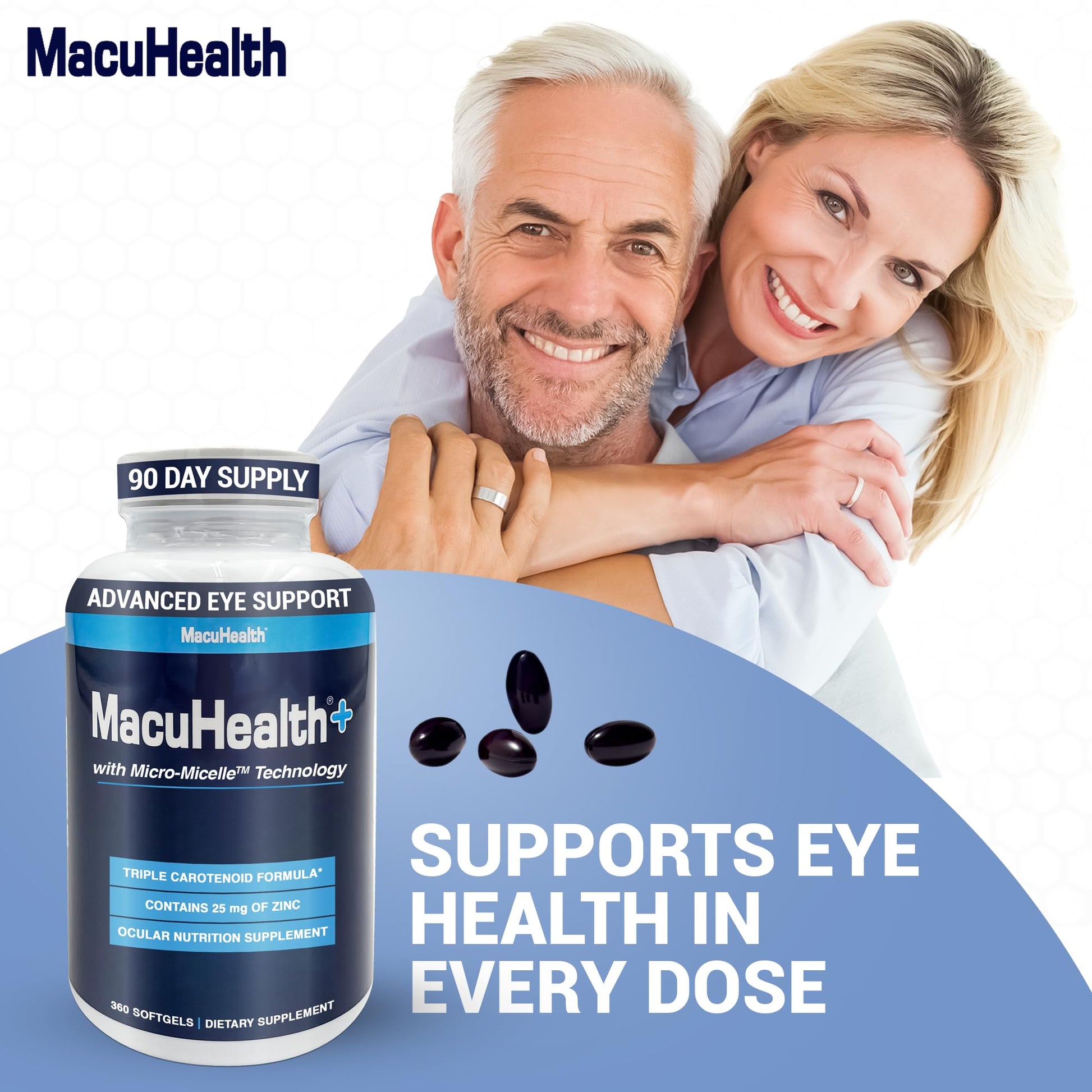 Macuhealth Plus+ Eye Vitamins Supplement for Adults - 90 Day Supply with Lutein, Zeaxanthin, and Meso-Zeaxanthin - Unflavored, Vitamin for Eyes USA Supplements Direct  B0BTZYT1CX