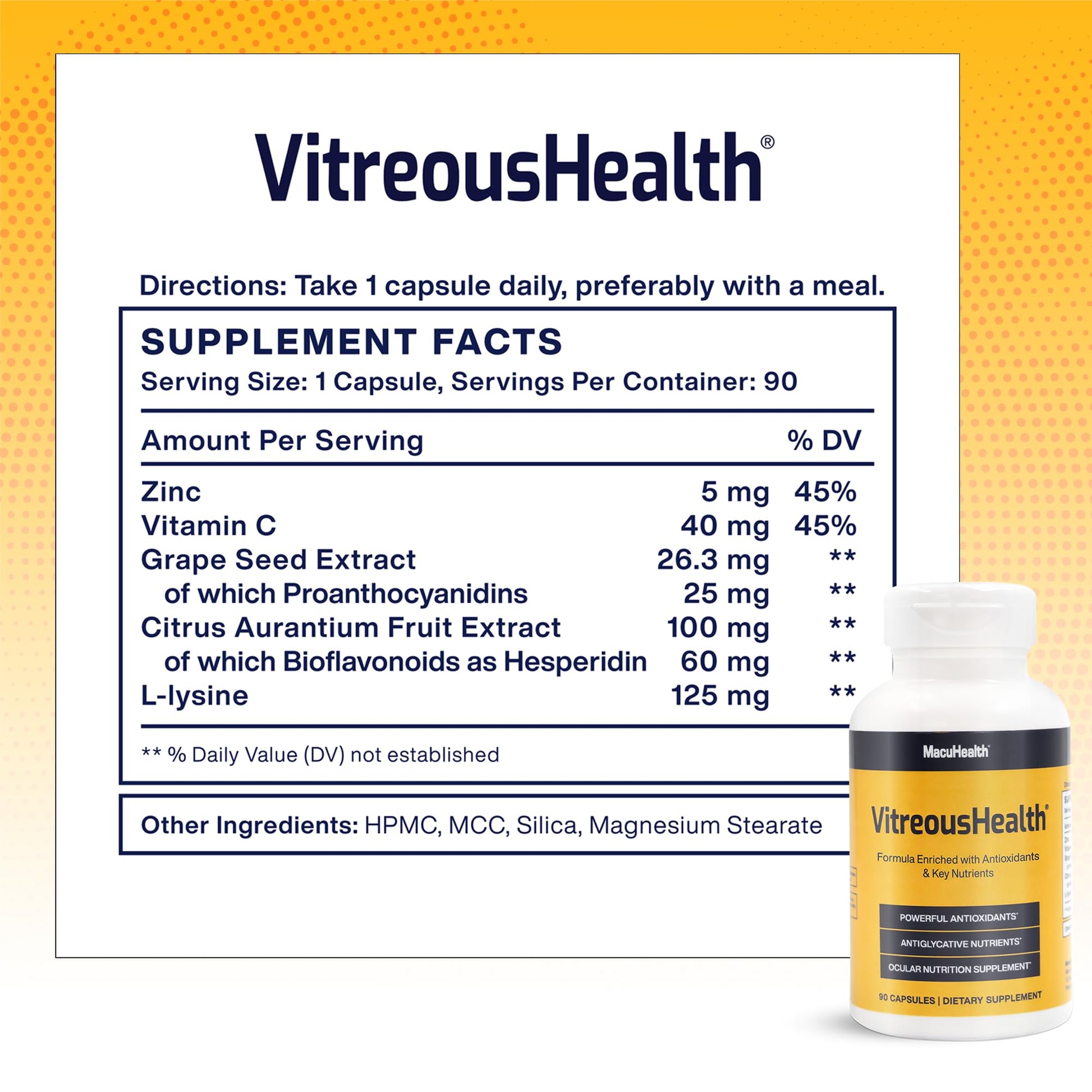 Macuhealth VitreousHealth Evidence-Based Eye Supplement - 90 Capsules USA Supplements Direct  B0CQ32H6X2
