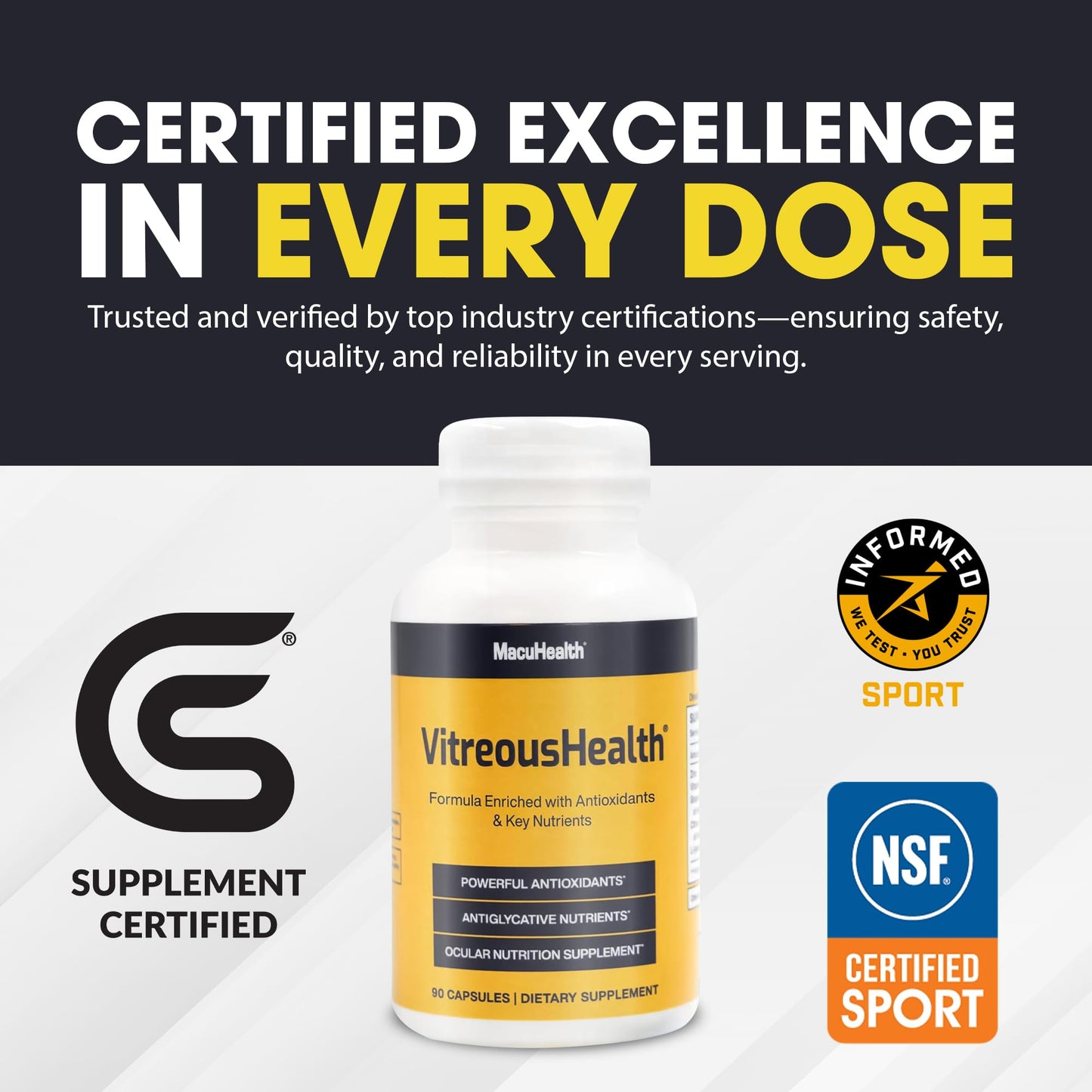 Macuhealth VitreousHealth Evidence-Based Eye Supplement - 90 Capsules USA Supplements Direct  B0CQ32H6X2