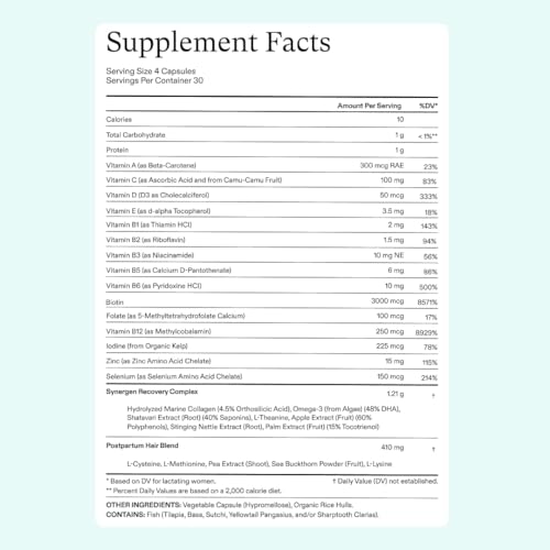 Nutrafol Postpartum Hair Growth Supplements Breastfeeding-Friendly - 1 Month Supply, 1 Refill Pouch USA Supplements Direct  B0B57MG1CV