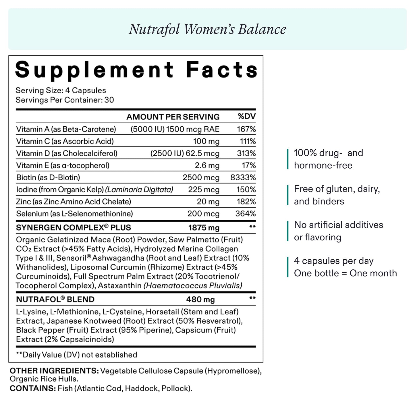 Nutrafol Women’s Balance Menopause Supplement 120 Capsules USA Supplements Direct  B07QZ5CTTF