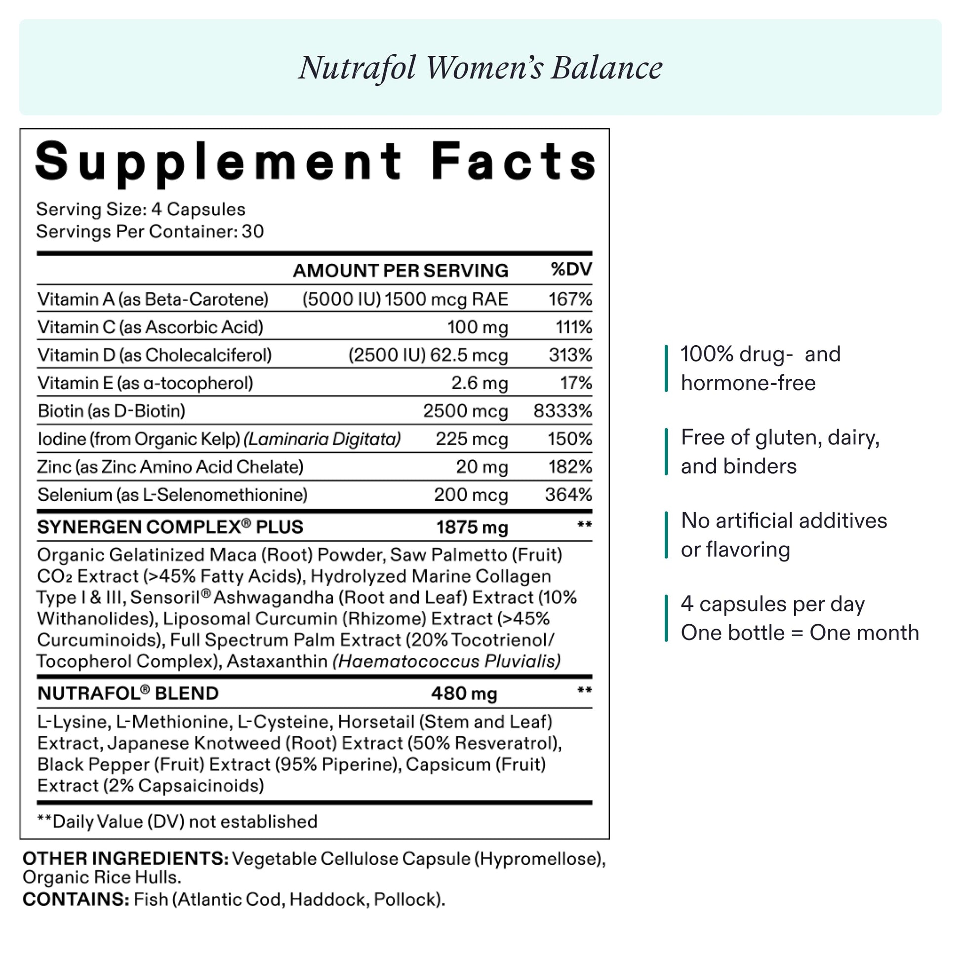 Nutrafol Women’s Balance Menopause Supplement 120 Capsules USA Supplements Direct  B07QZ5CTTF