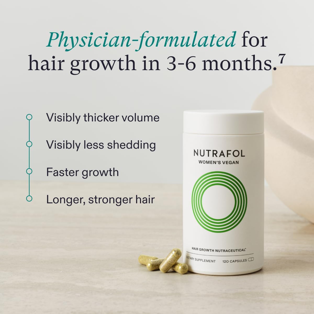 Nutrafol Women's Vegan Hair Supplements 120 Caps USA Supplements Direct  B0B61TZ676