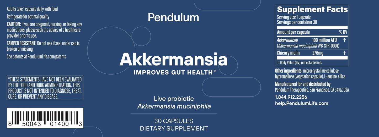 Pendulum Akkermansia 30 Capsules Live Probiotic Supplement USA Supplements Direct  B0B3GF96C3